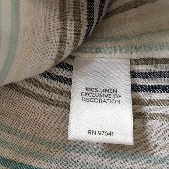 J. Jill 100% linen embroidered floral V-neck Long Sleeve Striped Blouse - Picture 7 of 16